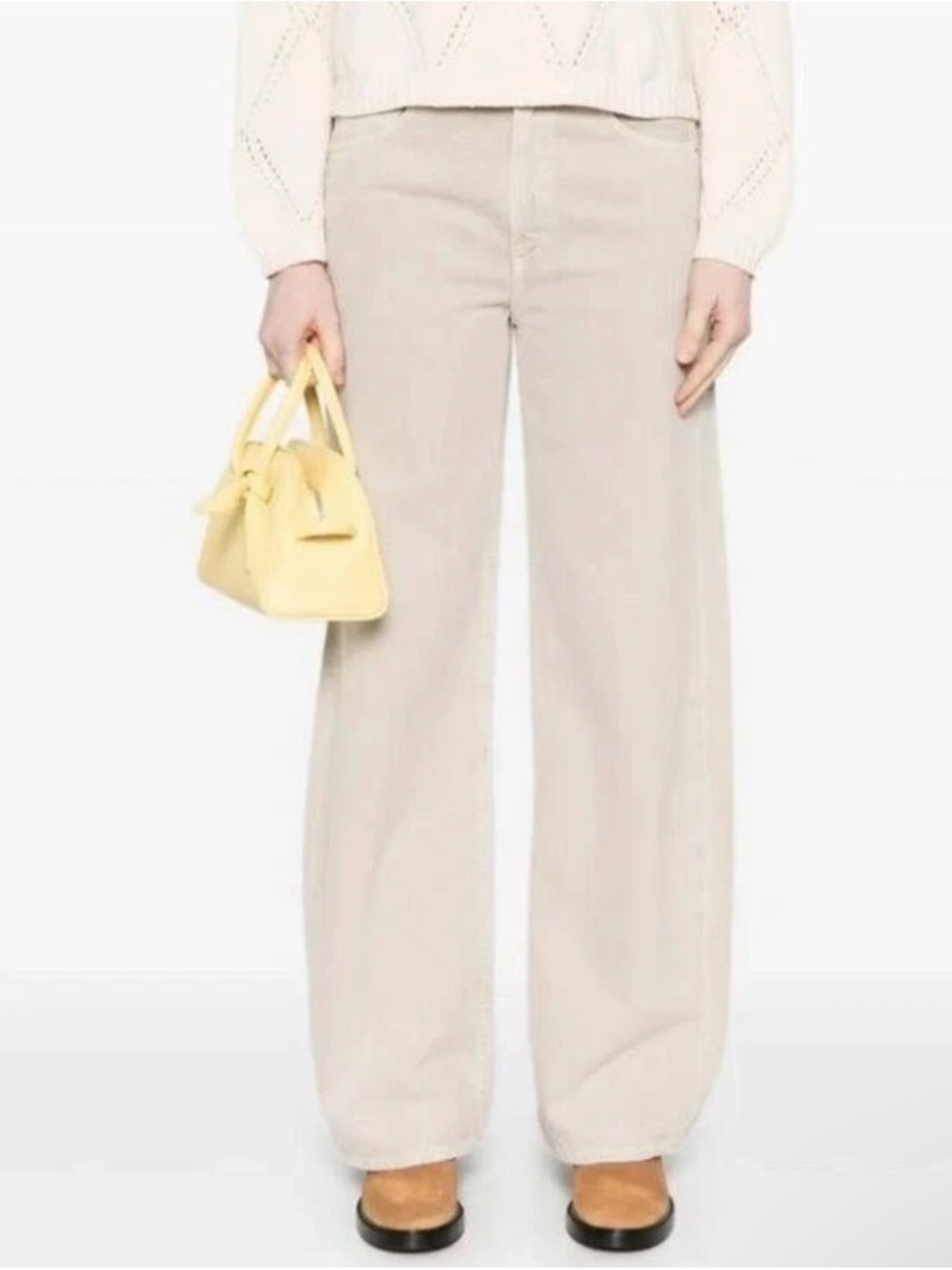 $238 Agolde Jeans Denim Women’s 27 Mid Rise Wide Leg Straight Beige Cream
